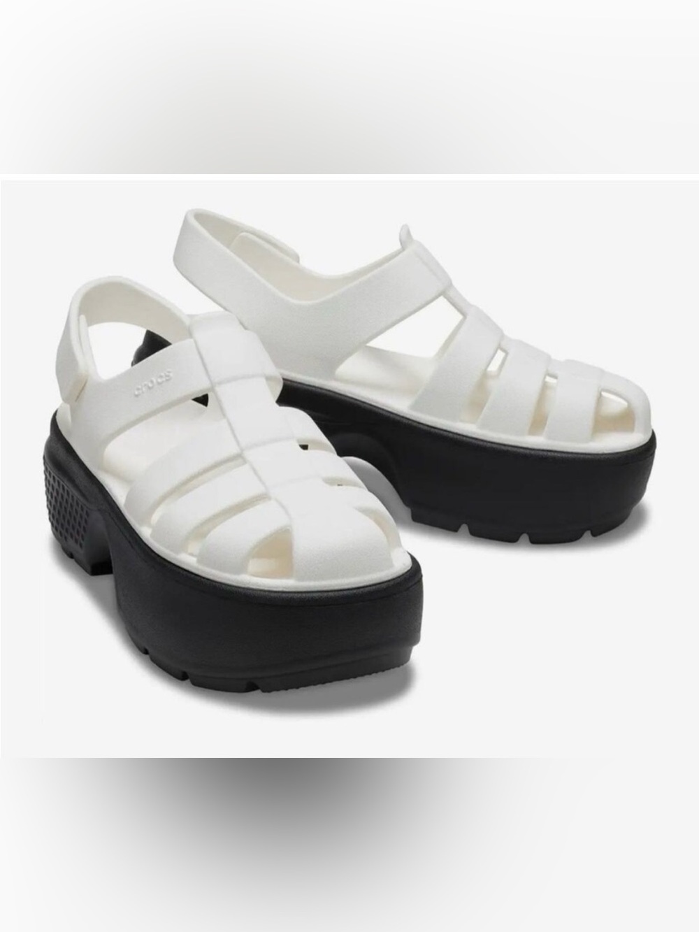 NWT CROC Stomp Fisherman Sandal White Platform Shoes size 8 women’s